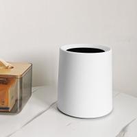 垃圾桶家用桌面桌上小号ins袋可爱迷你网红北欧茶几无盖创意餐桌 双层桌面(白色)