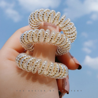 无痕不伤发电话线发圈韩版可爱女绑发扎头发橡皮筋丸子头饰头绳女 三根金色