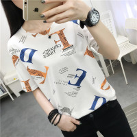短袖t恤女ins潮网红超火韩版原宿港风复古上衣bf 慵懒风新款女装 白色 M