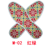 鞋垫十字绣鞋垫成品绣好的男士女士情侣款全棉 加厚全手工大码 绿色 红花 35