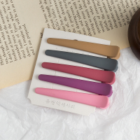 夏季理发店无痕发夹女侧边夹简约刘海夹碎发夹子发卡鸭嘴夹一字夹 磨砂网红色(5支装)亚克力8cm