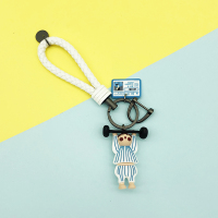 网红可爱情侣钥匙扣 ins卡通杠精公仔钥匙链圈个性汽车钥匙扣男女 白色选手