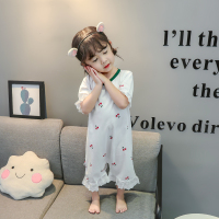 女童睡衣睡裙夏季薄款婴儿连体哈衣纯棉短袖女宝宝小孩衣服空调服 白色 樱桃短袖(薄款) 73码(建议1周岁内)