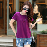 夏季短袖t恤女装宽松打底衫休闲韩版上衣内搭纯棉体恤2021新款潮 紫色 有口袋 S