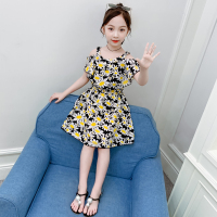 女童网红连衣裙夏装2021新款儿童夏季雪纺裙女孩洋气吊带公主裙子 大雏菊连衣裙 黑色 110码 推荐100cm身高选