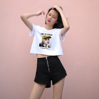 短袖短款t恤女夏季2021新款纯棉上衣韩版网红高腰宽松小个子ins潮 莹白(是时候改变了) S 适合80-90斤