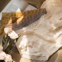 内裤女夏纯棉透气中腰日系少女三角女士短裤全棉薄款2020非抗菌裆 姜黄色+橄榄蜜+杏仁白 M 建议80斤-100斤