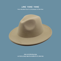 上海滩帽子男女士英伦复古毛呢大檐礼帽韩版新郎官帽绅士帽表演帽 乳白色 MZ-755 M(56-58cm)