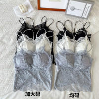 2021春夏新款加肥加大码女装网红蕾丝美背内搭吊带背心可外穿裹胸 黑色 均码[建议90-135斤]