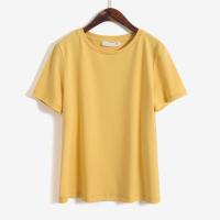 白色短袖t恤女2021新款正肩宽松纯色显瘦内搭打底上衣 鹅蛋黄 S