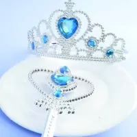 女童皇冠冰雪奇缘发饰套装饰品爱莎公主皇冠儿童小魔仙魔法棒 蓝色