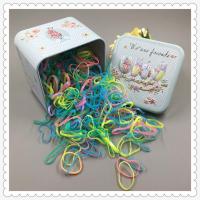 1000根铁盒装儿童小皮筋发绳一次性彩色发圈橡皮筋宝宝扎头发饰品 大圈春天色