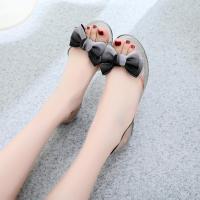 凉鞋女夏2020新款果冻凉鞋平底塑料鱼嘴百搭沙滩花朵学生女网红鞋 渐变黑蝴蝶 35码(标准)