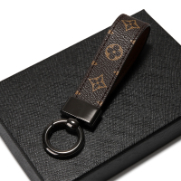 真皮钥匙扣挂件欧美潮牌情侣钥匙扣圈链奥迪宝马奔驰汽车钥匙扣 枪色 送枪色马蹄扣