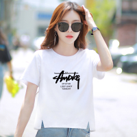 白色t恤女短袖宽松开叉春夏女装2021年新款上衣小心机体恤打底潮 AWAKEMYS-白色 S