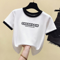 白色短袖t恤女装2021年新款夏季设计感小众甜辣短款上衣女体恤潮 黑色 S