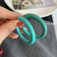 欧美潮人气质复古C形耳环亚克力网红显脸瘦高级感夸张大气女耳圈 粗圈蓝色-带不规则纹