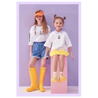 折扣清仓童装女童短袖中大童圆领t恤中袖纯棉打底衫宽松夏 白色 120cm