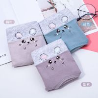 3/4条装内裤女纯棉学生中腰少女韩版可爱大码初中生女士三角内裤 3条装[藕粉+烟紫+蓝色] L 70-115斤