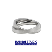 KANSAI钛钢双环交叉戒指男女时尚个性ins小众嘻哈冷淡风简约指环 6号内周长56mm