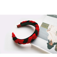 藏族头饰女藏式 藏式首饰 压发辫子西藏女士编假头发民族发箍毛线 黑红色（自制款）