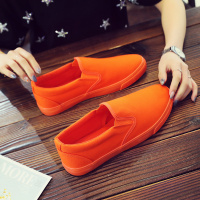 夏季橙色情侣一脚蹬帆布鞋男女鞋潮韩版平底百搭懒人鞋学生休闲鞋 魅力橙色 39 男款