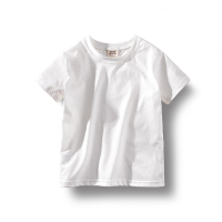 童装2021夏季新款男童短袖t恤纯棉中性中大童儿童女童白色 3573米白无标 110cm