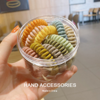 10条加粗磨砂电话线发圈女简约头绳网红糖果色扎头发绳橡皮筋发饰 莫兰迪-亮面10条 罐装