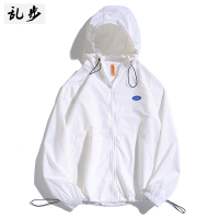 防晒衣轻薄舒适男士连帽户外运动风衣夏情侣防晒外套防护上衣 3220白色 S 100斤左右