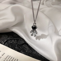 宇航员嘻哈蹦迪项链女夏男潮网红ins情侣吊坠长款百搭简约锁骨链 银色太空人项链