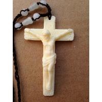 保真象牙白牦牛骨雕刻十字架耶稣挂件饰品吊坠项链男女士日韩 黑绳子和十字架
