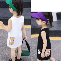 女童连衣裙2021中小童休闲薄款夏装裙子儿童无袖小女孩背心裙 白色 7(90cm)