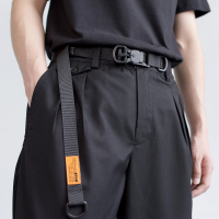 磁力扣机能腰带男女 年轻人装饰裤带战术快速工装ins潮流尼龙皮带 黑色 2.5cm宽 125cm