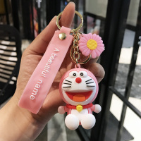 创意时尚汽车钥匙扣女可爱叮当猫个性钥匙链情侣背包挂件小礼物 滴胶粉叮当