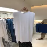 纯棉无袖背心上衣女宽松bf风外穿运动背心ins超火外搭t恤女夏垫肩 017*白色(纯棉) M