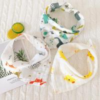 婴儿三角巾纯棉超柔软新生儿围嘴宝宝纱布口水巾夏季薄款 3条装薄棉纱三角巾黄鸡大象狐狸