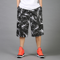 夏季薄款篮球裤加肥加大码运动中裤男士透气宽松短裤五分裤大裤衩 黑色 351黑色 XL 体重110-155斤