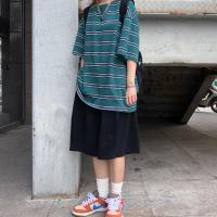 妈个鸡妈 韩国ins复古日系潮流宽松百搭五分短裤工装休闲裤男女夏 黑色 S