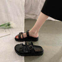 网红拖鞋女夏外穿ins潮超火2021新款时尚仙女风外出松糕厚底凉拖 黑色 35