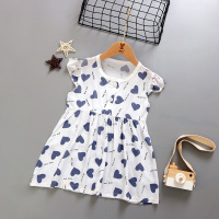 1-2岁女宝宝绵棉绸连衣裙子女童夏装人造棉婴幼儿公主裙薄款睡裙 白色爱心 适合身高66-73cm