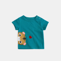 儿童短袖T恤男童女童宝宝婴儿小童半袖夏装纯棉上衣新疆棉 绿色 66cm