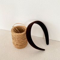 复古丝绒发箍女夏夏天高颅顶头箍海绵法式发捆网红洗脸黑色宽发卡 深咖色