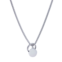 PD STYLE 王一博同款冷淡风戒指项链ins个性百搭钛钢情侣圆牌吊坠 方珠链 / 60cm