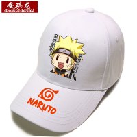 火影忍者帽子男女士夏棒球帽写轮眼鸭舌帽白动漫鸣人木叶村鼬佐助 白色棒帽-火影-1 可调节