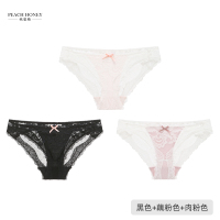 内裤女夏性感蕾丝甜美可爱日系少女薄款低腰无痕女士学生纯棉裆 黑色+藕粉+肉粉色 M