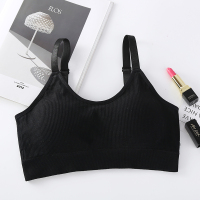 初中学生内衣 大码胖MM少女发育期吊带纯棉小背心内衣胖女孩文胸 [黑色]1件装 [L码]80-140斤小熊