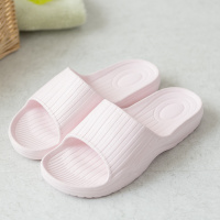 外贸日式浴室拖鞋女夏天家居防滑情侣居家室内无味洗澡塑防臭软底 女款竖纹粉色 A款 36-37(鞋底标注250)