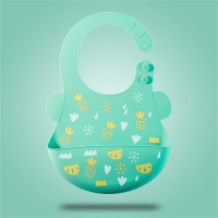 宝宝吃饭围兜防水硅胶围嘴儿童饭兜婴幼儿超软大号口水兜防脏神器 tiffany绿(防水易携带)