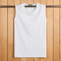 天天特价背心男加大码新款纯棉男装汗衫无袖T恤宽松休闲运动砍袖 白色 纯色 M 建议100-120斤