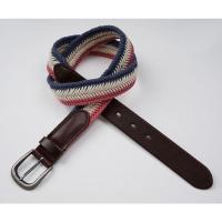 新款女士帆布腰带 春夏粉色编织休闲百搭 头层牛皮带拼接窄细腰带 粉色+米色+蓝色 90cm